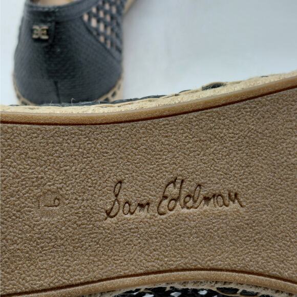 Sam Edelman Womens Espadrille Flats Size 9 Black Raffia Mesh Logo Slip On Shoes - Picture 12 of 15